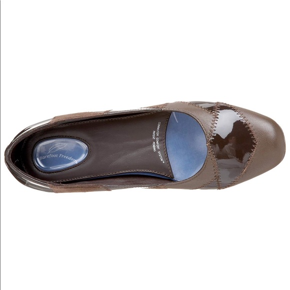 Patch Pattern Orthotic Leather Kitten Heel Wedge - Picture 8 of 8